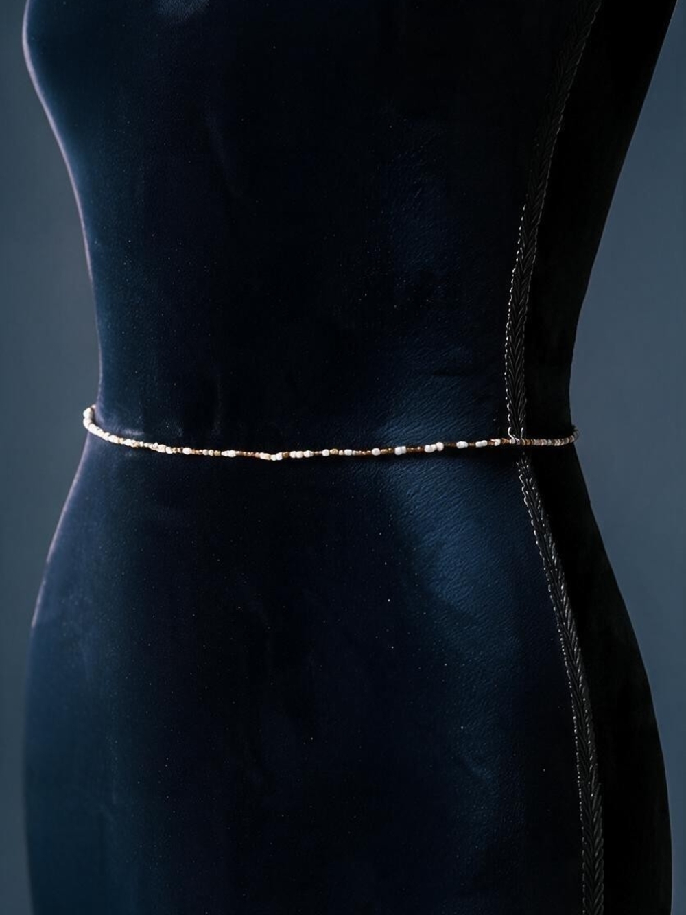 Delicate Brown and White Waist Chain